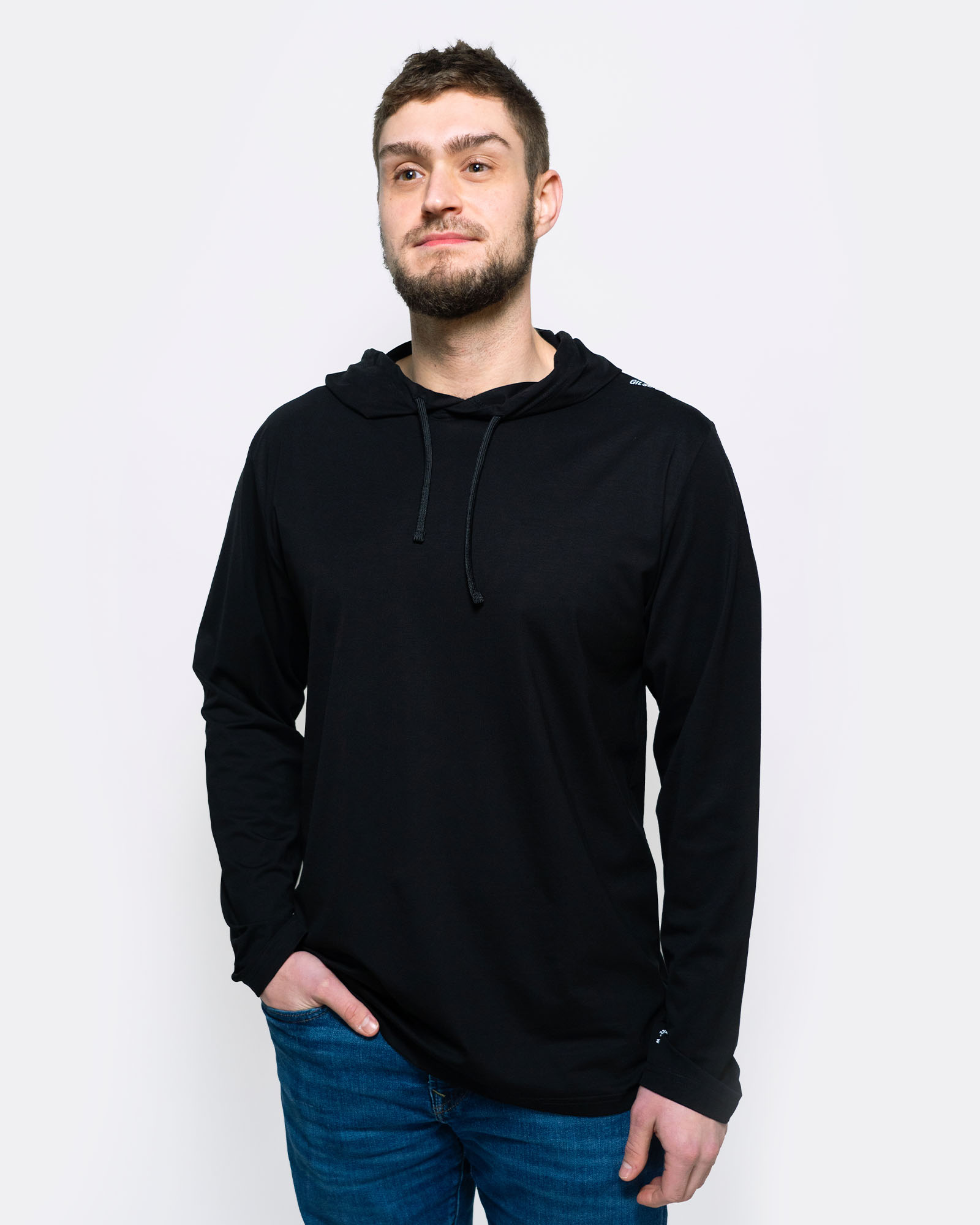 Featherweight UV Hoodie Black graphics